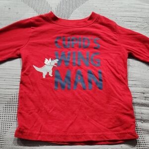 Red Kids Shirt with Dinosaur Print